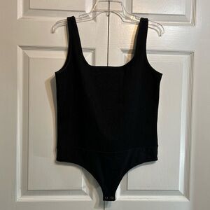 NEW Express Body Contour Thong Bodysuit Women’s Size L Large Black Denim Look